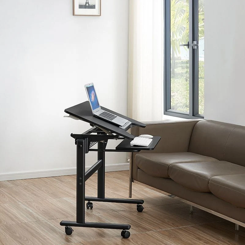 Bureau de bureau à piédestal pliant, bureau d'écriture contemporain avec roulettes Clearhalo