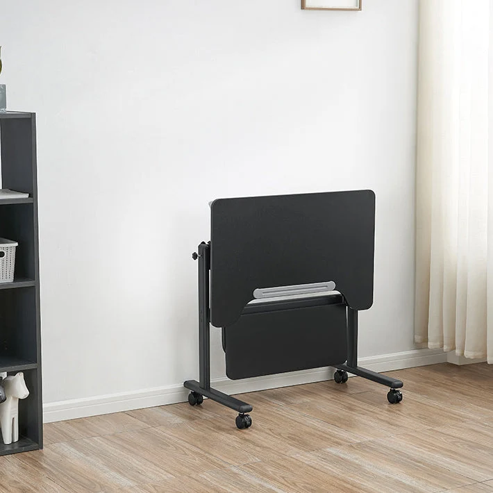 Bureau de bureau à piédestal pliant, bureau d'écriture contemporain avec roulettes Clearhalo
