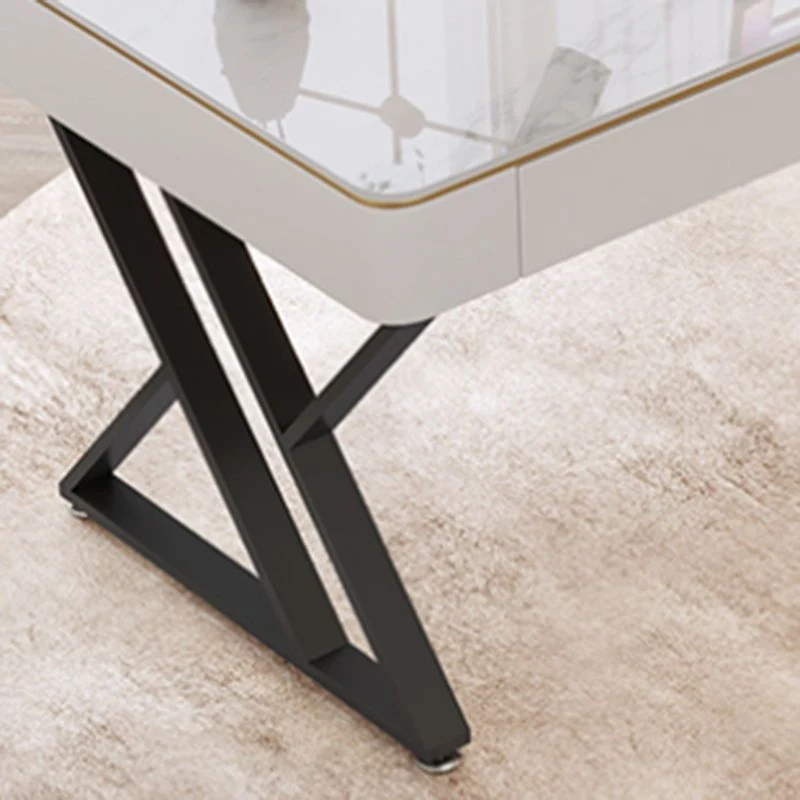 Bureau de bureau en pierre frittée Glam 29,52 H, bureau d'écriture blanc pour la maison Clearhalo