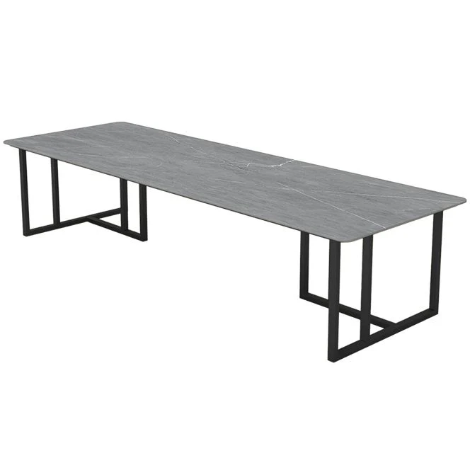 Bureau de bureau en pierre frittée moderne, bureau rectangulaire gris pour le bureau Clearhalo