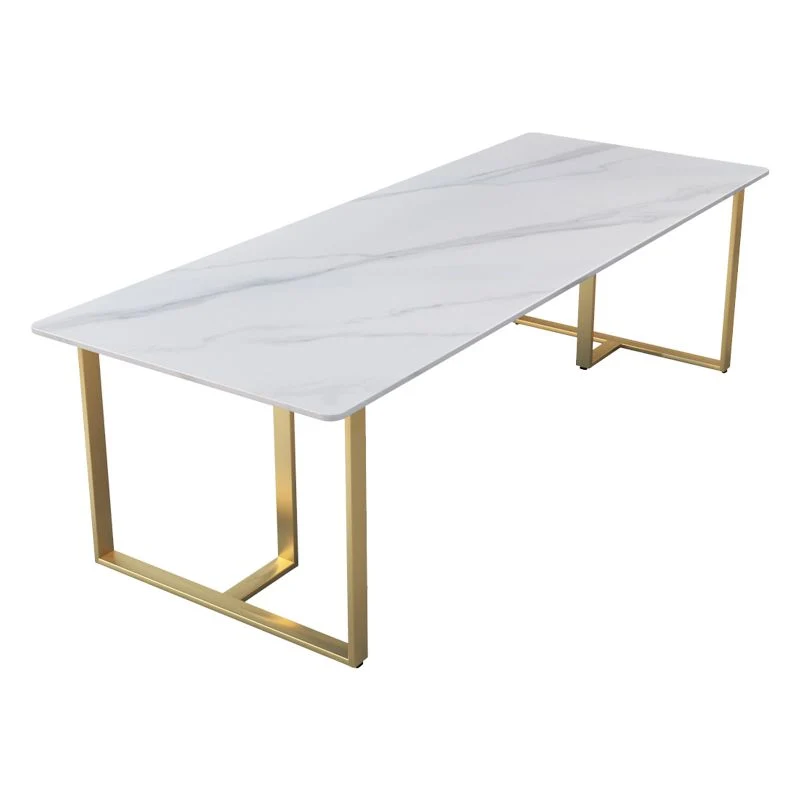 Bureau de bureau en pierre frittée rectangulaire, bureau d'écriture industriel pour le bureau Clearhalo