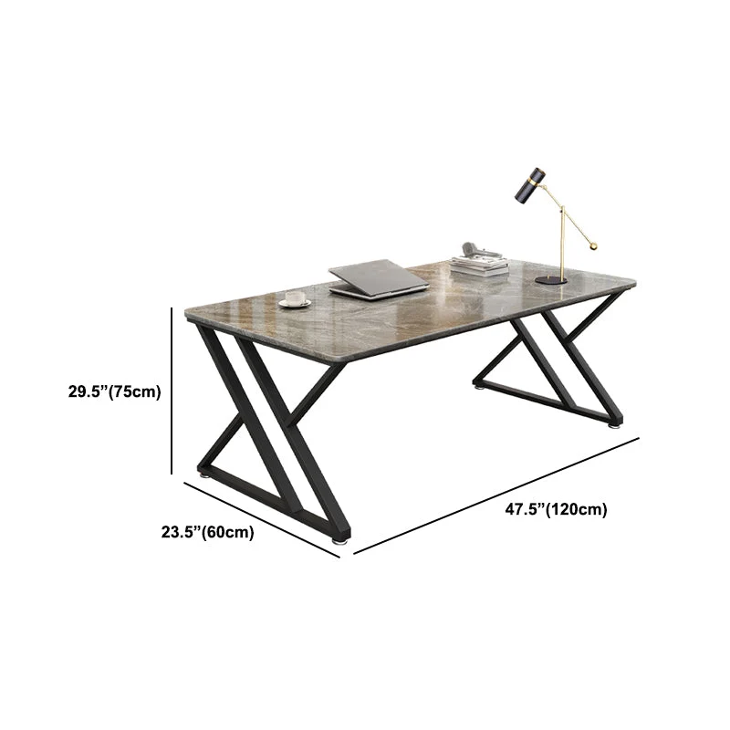 Bureau de bureau en pierre industrielle, bureau d'écriture rectangulaire avec traîneau pour la maison Clearhalo