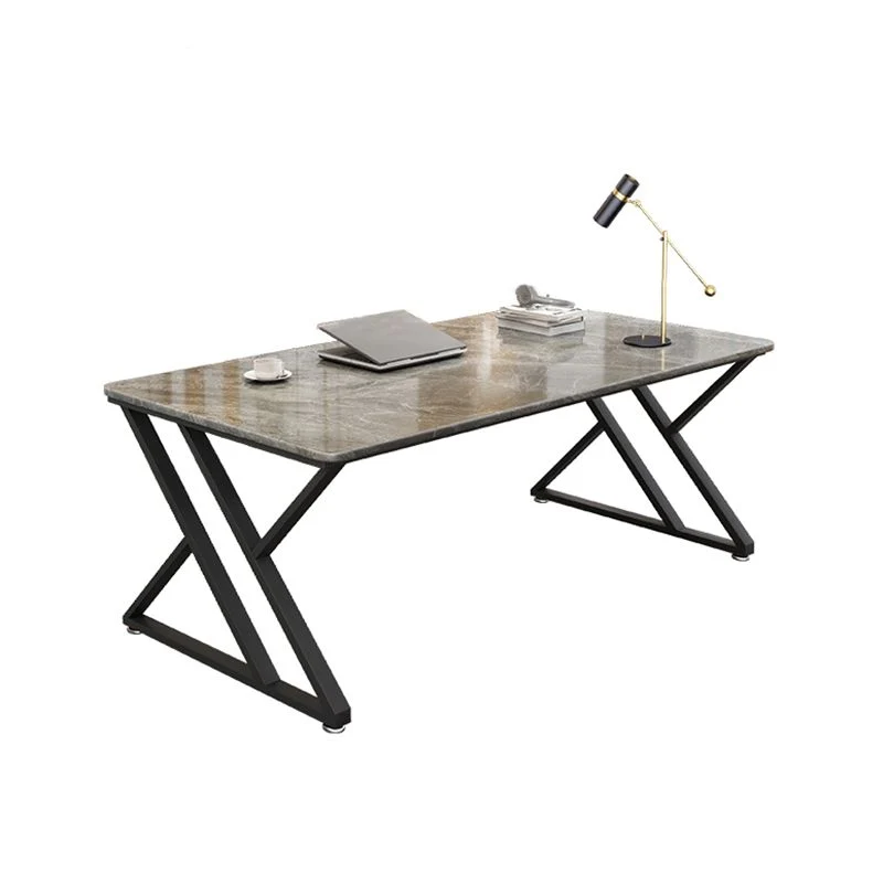 Bureau de bureau en pierre industrielle, bureau d'écriture rectangulaire avec traîneau pour la maison Clearhalo