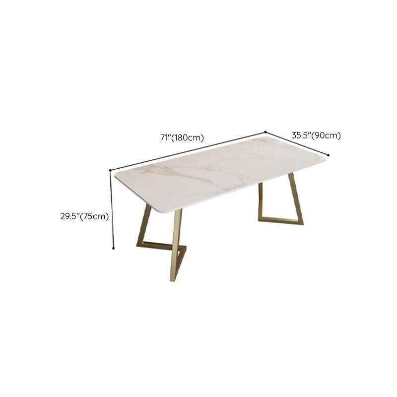 Bureau de bureau en pierre moderne, bureau d'écriture blanc en métal pour le bureau Clearhalo