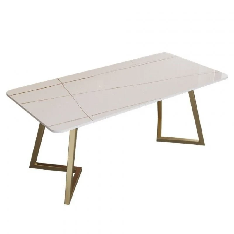 Bureau de bureau en pierre moderne, bureau d'écriture blanc en métal pour le bureau Clearhalo