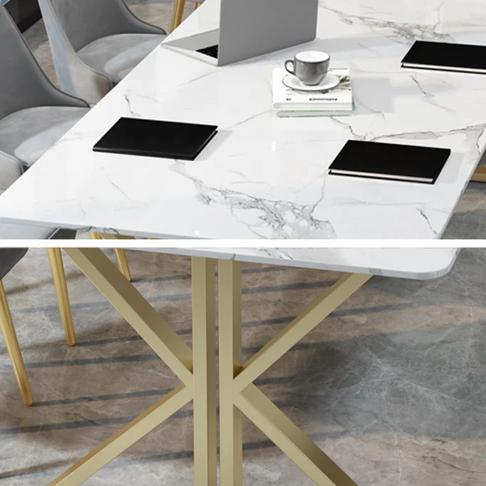 Bureau de bureau en pierre de style Glam Bureau d'écriture rectangulaire pour le bureau Clearhalo
