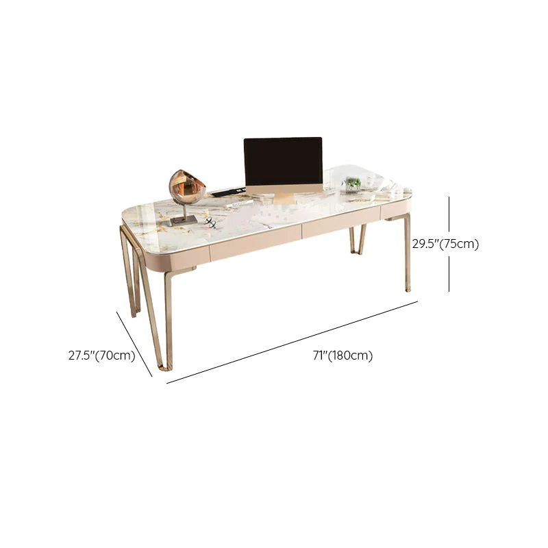 Bureau de bureau en pierre de style moderne, bureau d'écriture de forme rectangulaire avec 4 pieds pour le bureau Clearhalo