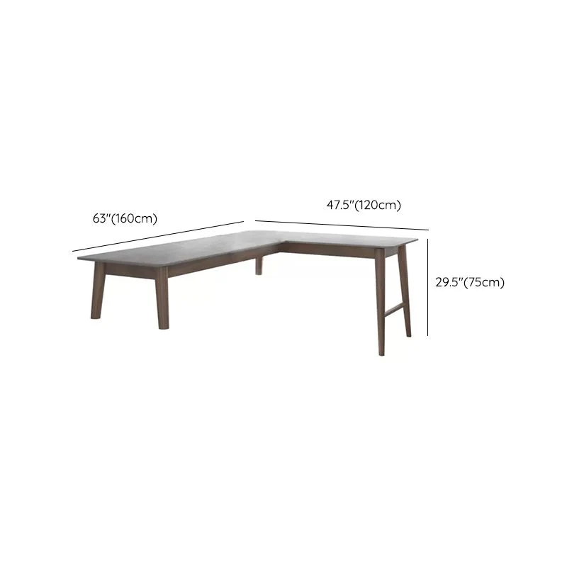 Bureau de bureau en pierre de style moderne, bureau d'écriture en forme de L de 29,25 pouces H Clearhalo