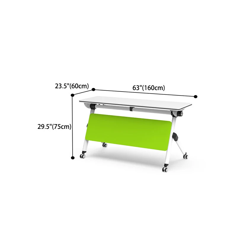 Bureau de bureau pliant blanc, bureau de formation moderne en bois avec roulettes Clearhalo
