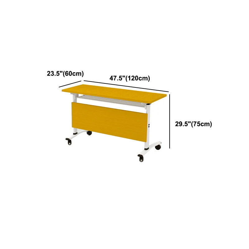 Bureau de bureau pliant moderne, bureau rectangulaire en bois manufacturé jaune Clearhalo