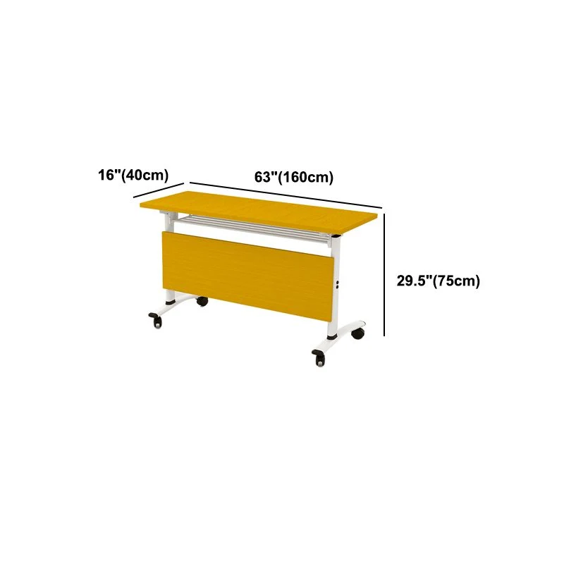 Bureau de bureau pliant moderne, bureau rectangulaire en bois manufacturé jaune Clearhalo
