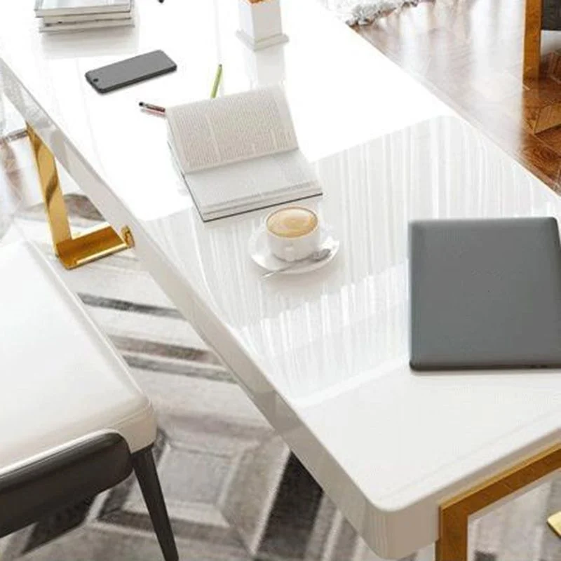 Bureau de bureau rectangulaire avec miroir Glam et pieds en métal doré Clearhalo