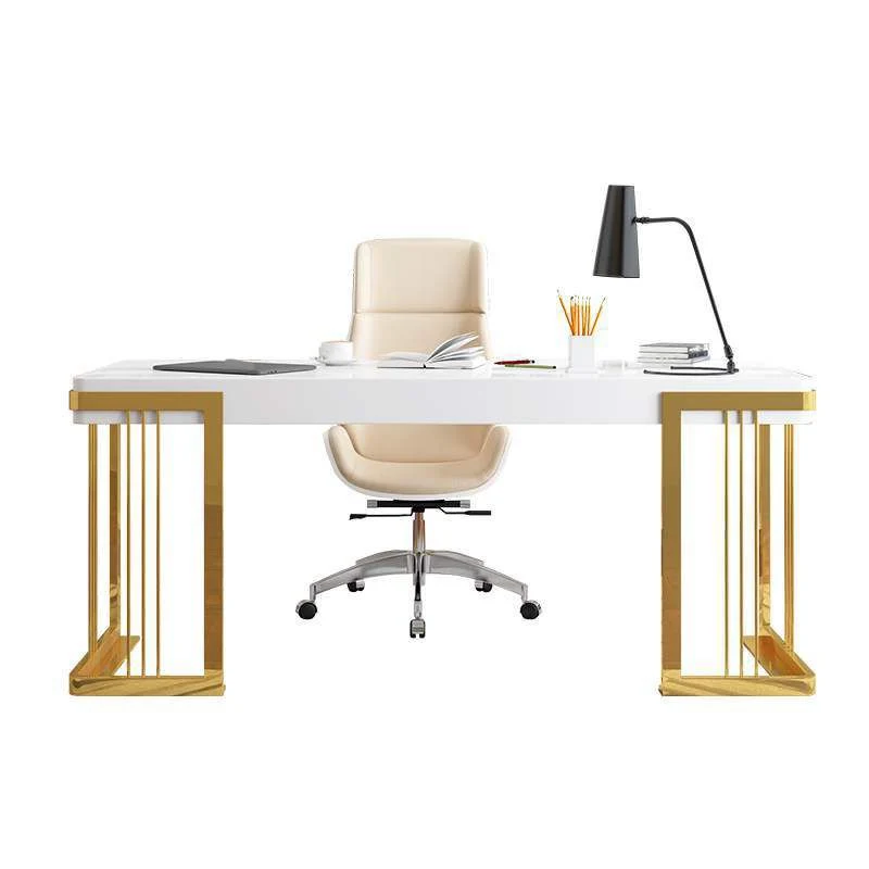 Bureau de bureau rectangulaire avec miroir Glam et pieds en métal doré Clearhalo
