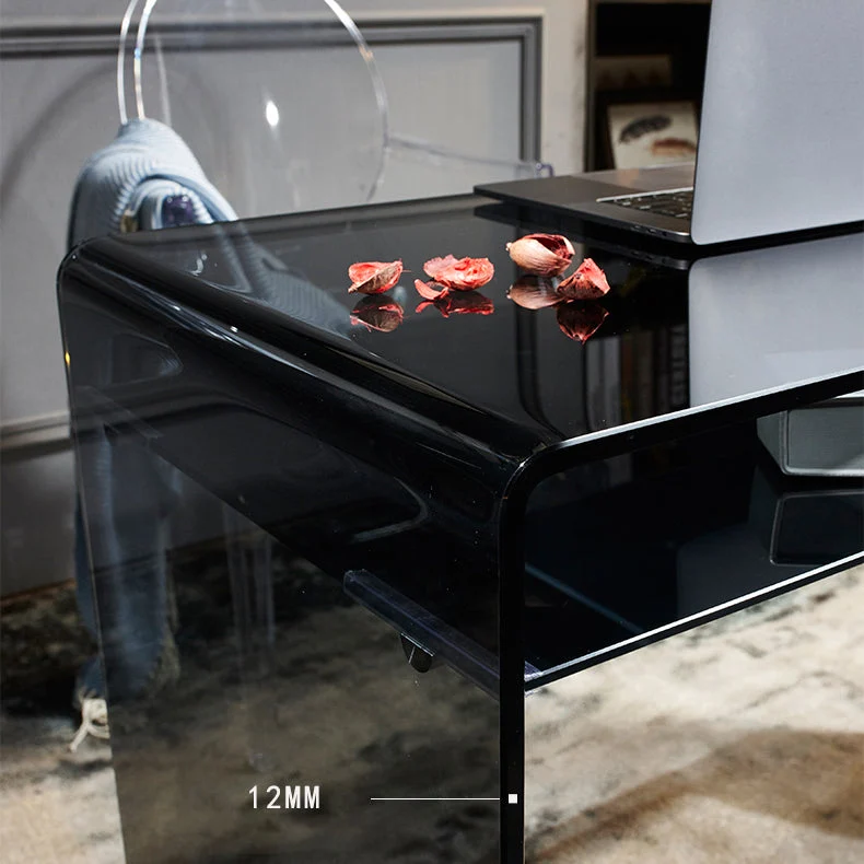 Bureau de bureau rectangulaire avec plateau en verre de 29,53 po de haut Clearhalo