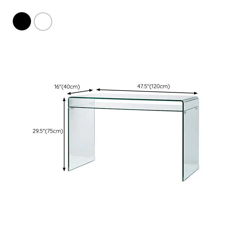 Bureau de bureau rectangulaire avec plateau en verre, bureau d'écriture moderne de 29,53 po de hauteur Clearhalo