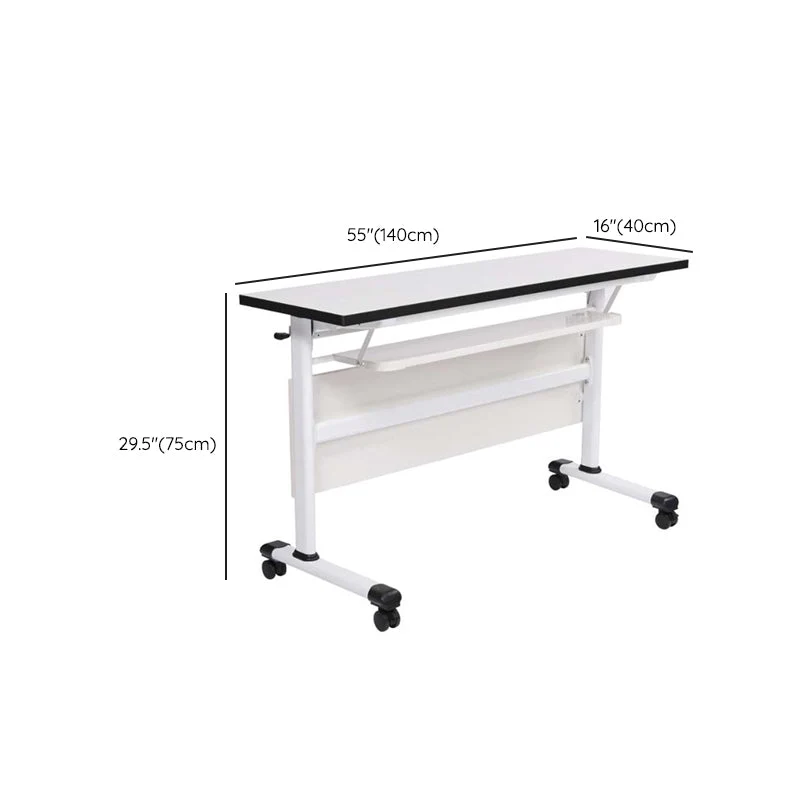 Bureau de bureau rectangulaire blanc, bureau d'écriture moderne en bois en forme de T Clearhalo