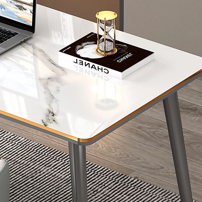 Bureau de bureau rectangulaire en bois manufacturé, bureau d'écriture de luxe léger avec casier Clearhalo