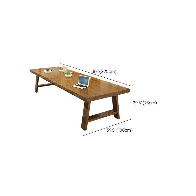 Bureau de bureau rectangulaire en bois massif, bureau industriel de 29,53 pouces de hauteur Clearhalo