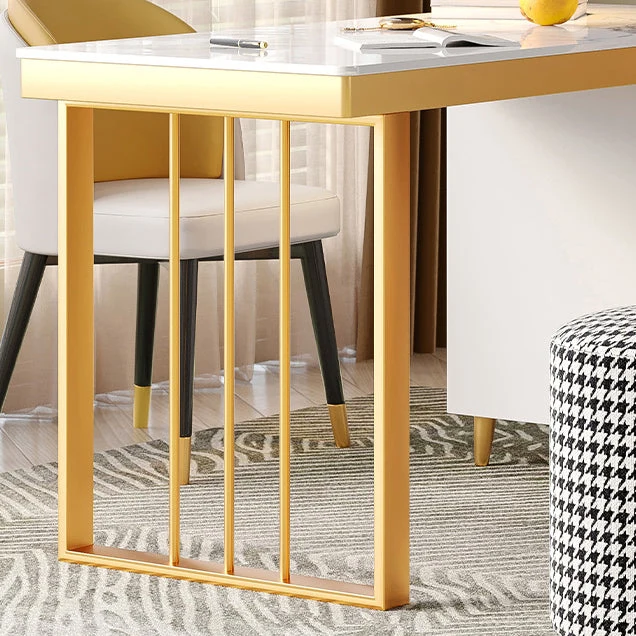 Bureau de bureau rectangulaire Bureau Glam blanc avec tiroir Clearhalo