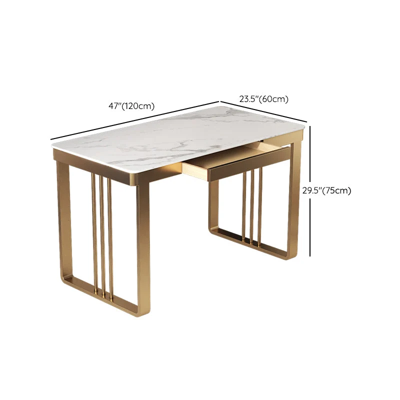 Bureau de bureau rectangulaire Bureau Glam blanc avec tiroir Clearhalo