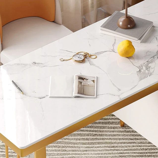 Bureau de bureau rectangulaire Bureau Glam blanc avec tiroir Clearhalo