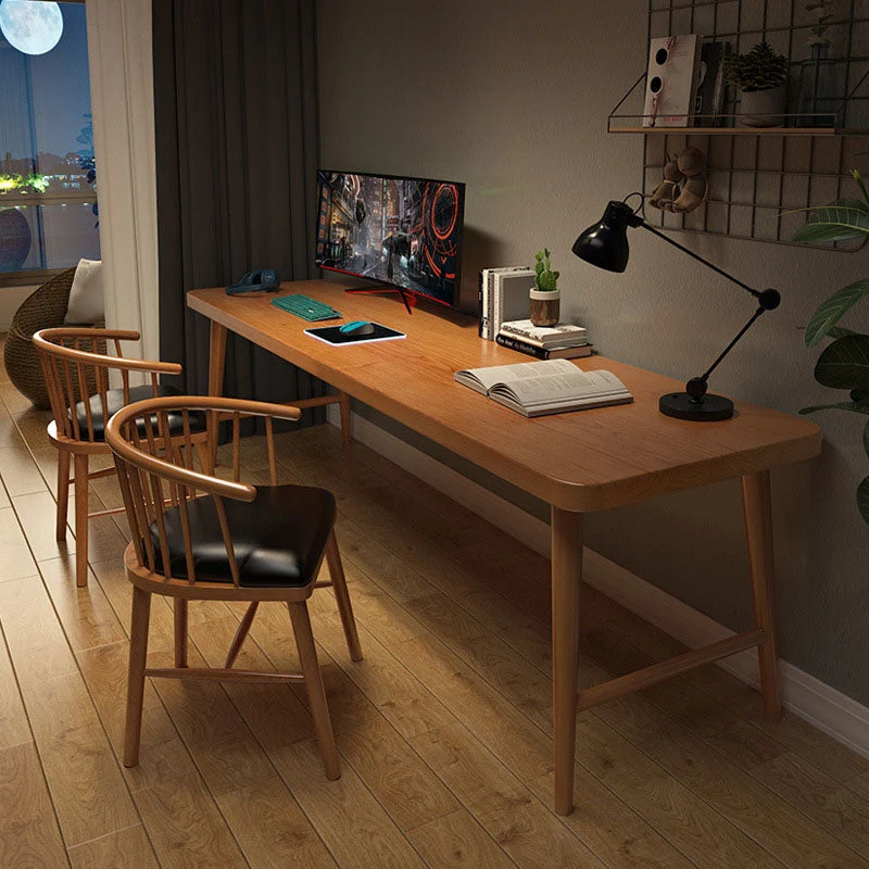 Bureau de bureau rectangulaire contemporain, bureau d'écriture en bois massif pour la maison Clearhalo