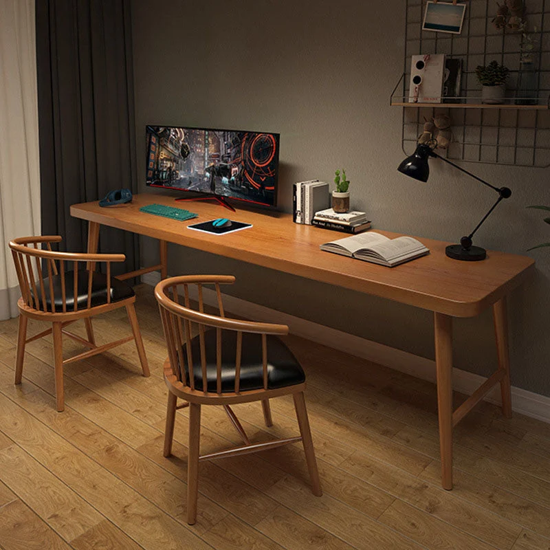 Bureau de bureau rectangulaire contemporain, bureau d'écriture en bois massif pour la maison Clearhalo
