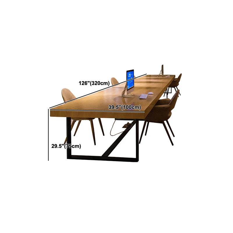 Bureau de bureau rectangulaire industriel Bureau d'écriture à domicile en bois massif Clearhalo