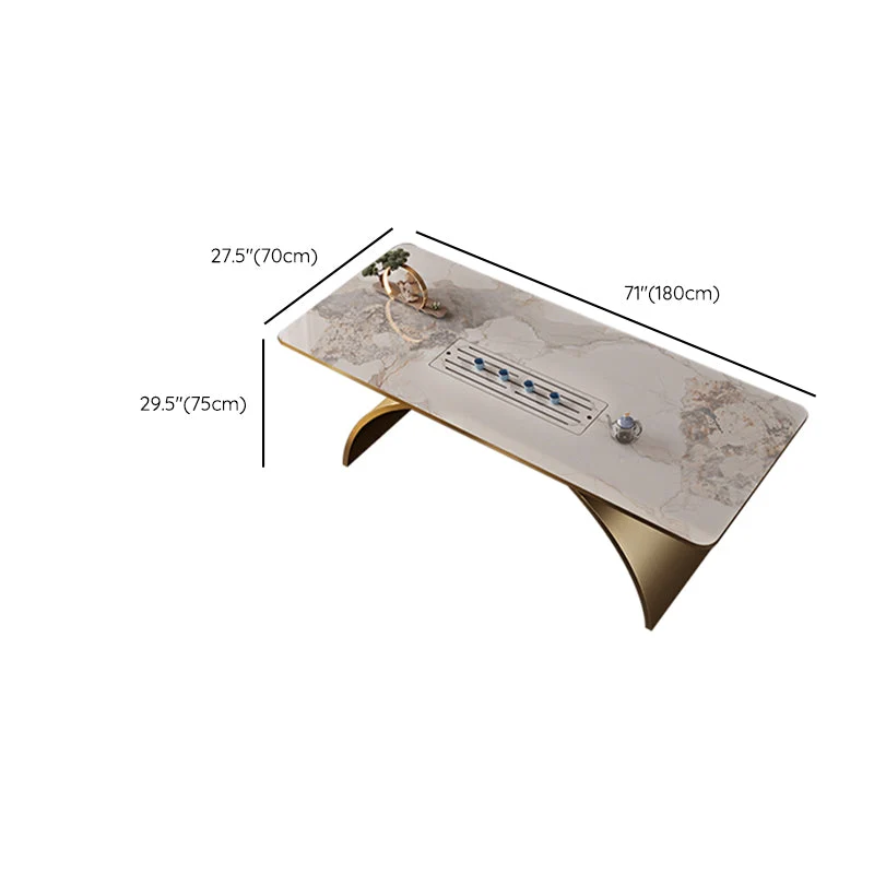Bureau de bureau rectangulaire de jambes d'acier inoxydable de table d'écriture à la maison de luxe légère Clearhalo