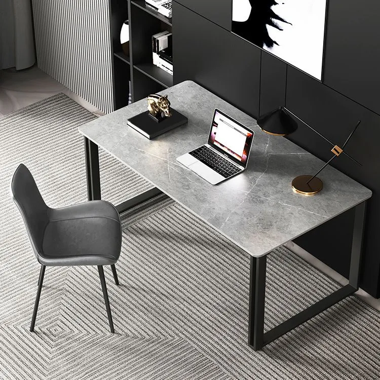 Bureau de bureau rectangulaire luge, bureau d'écriture blanc et gris pour bureau Clearhalo