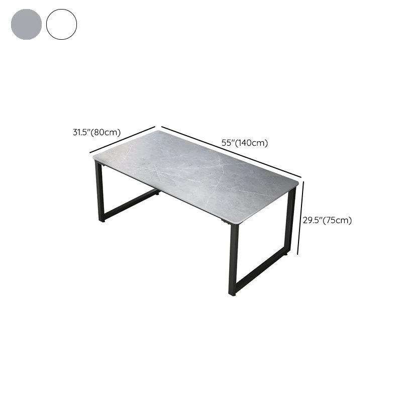 Bureau de bureau rectangulaire luge, bureau d'écriture blanc et gris pour bureau Clearhalo