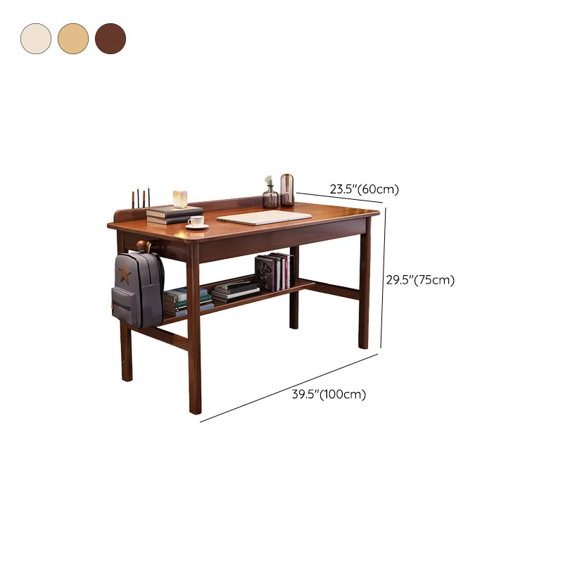 Bureau de bureau rectangulaire moderne en bois massif, 1 étagère, 29,53 pouces de haut Clearhalo