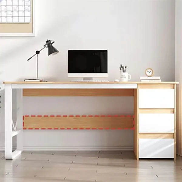 Bureau de bureau rectangulaire moderne, bureau d'écriture avec tiroirs Clearhalo