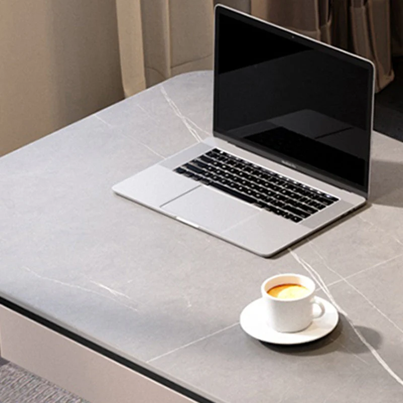 Bureau de bureau rectangulaire en pierre avec double piédestal, bureau d'écriture de style moderne pour le bureau Clearhalo