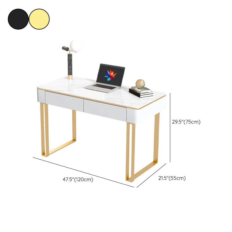 Bureau de bureau rectangulaire en pierre, bureau d'écriture moderne avec tiroirs pour le bureau Clearhalo