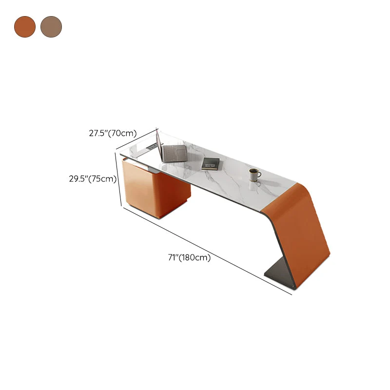 Bureau de bureau rectangulaire en pierre, bureau d'écriture de Style moderne avec tiroirs pour le bureau Clearhalo