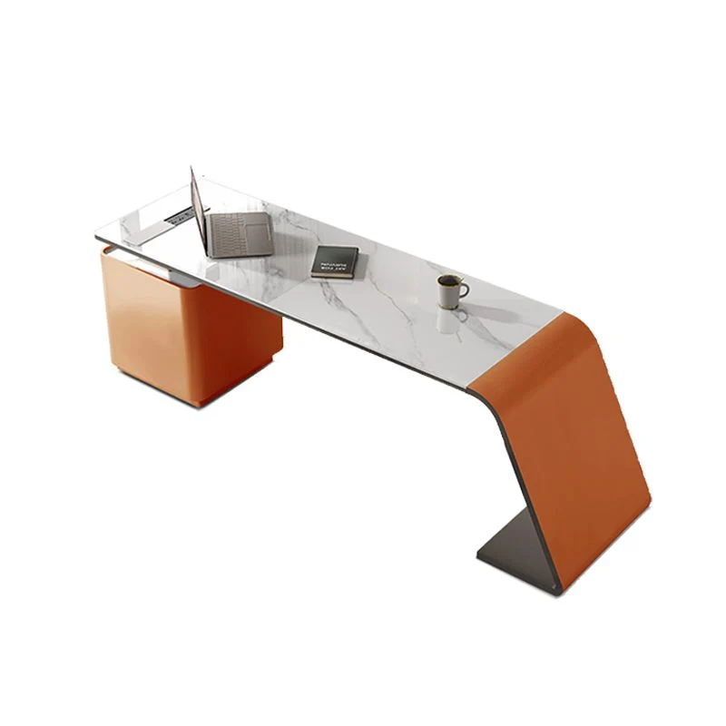 Bureau de bureau rectangulaire en pierre, bureau d'écriture de Style moderne avec tiroirs pour le bureau Clearhalo