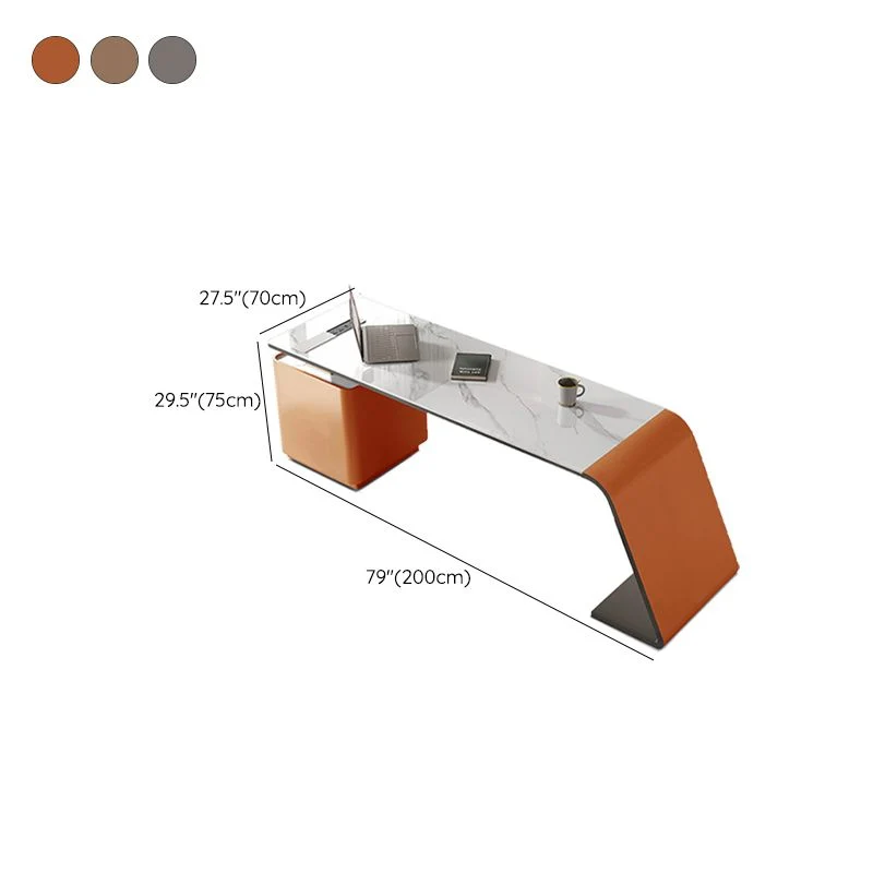 Bureau de bureau rectangulaire en pierre, bureau d'écriture de Style moderne avec tiroirs pour le bureau Clearhalo