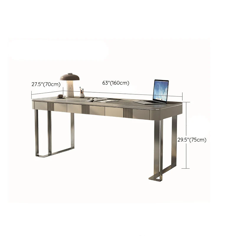 Bureau de bureau rectangulaire en pierre, bureau d'écriture gris de Style moderne pour le bureau Clearhalo