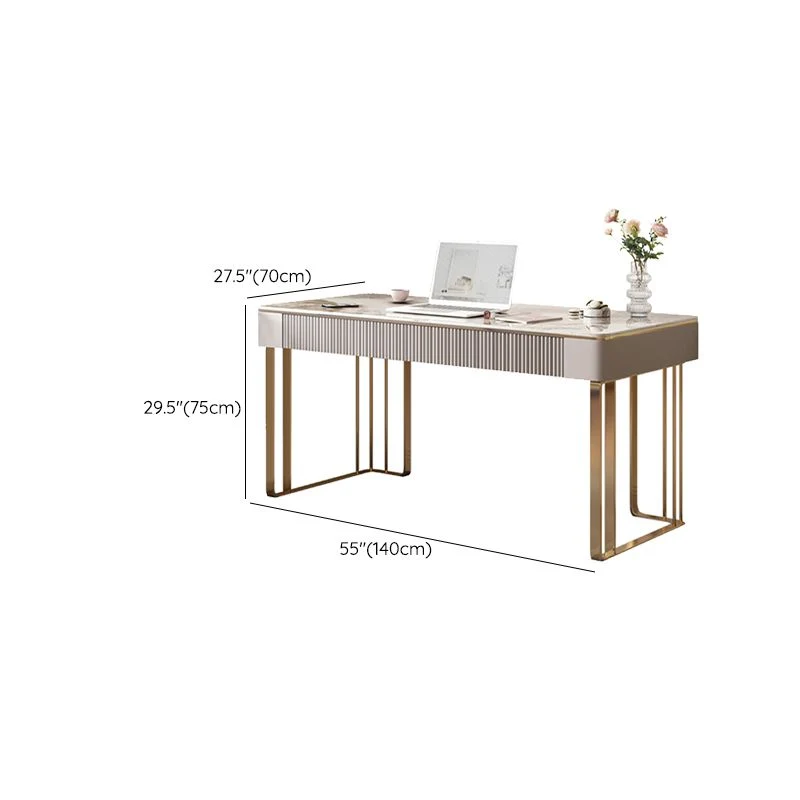 Bureau de bureau rectangulaire en pierre, bureau d'écriture de style glamour pour le bureau Clearhalo