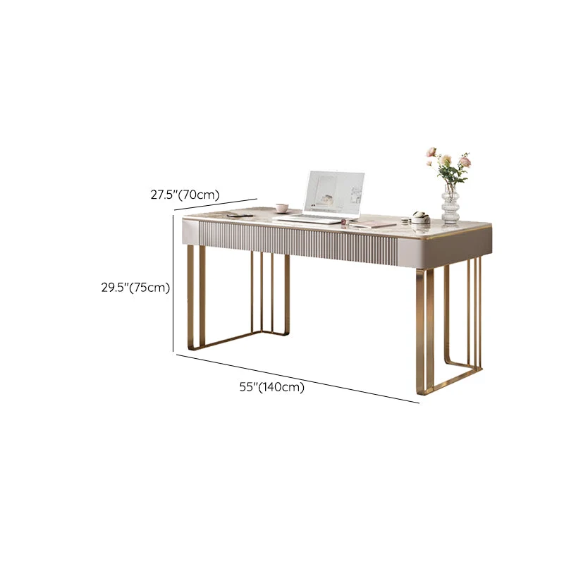 Bureau de bureau rectangulaire en pierre, bureau d'écriture de style glamour pour le bureau Clearhalo