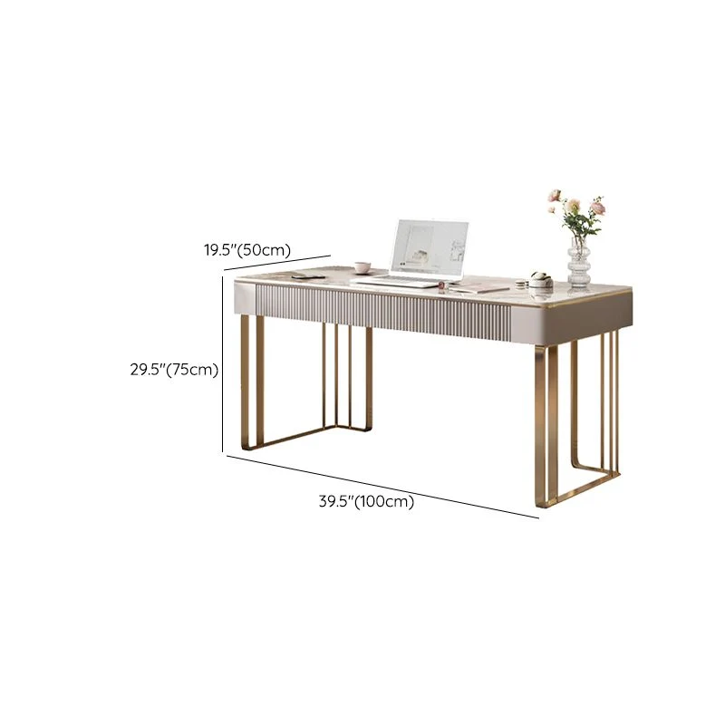 Bureau de bureau rectangulaire en pierre, bureau d'écriture de style glamour pour le bureau Clearhalo