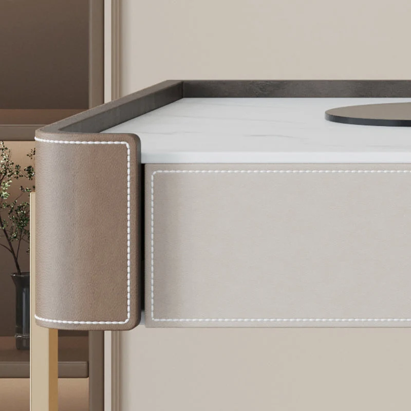 Bureau de bureau rectangulaire en pierre, bureau de Style Glam avec base en métal pour bureau Clearhalo