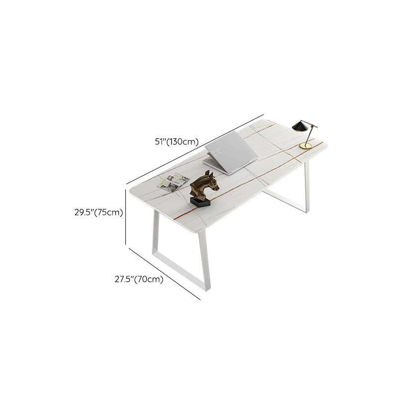 Bureau de bureau rectangulaire en pierre frittée, bureau d'écriture de Style Glam pour le bureau Clearhalo
