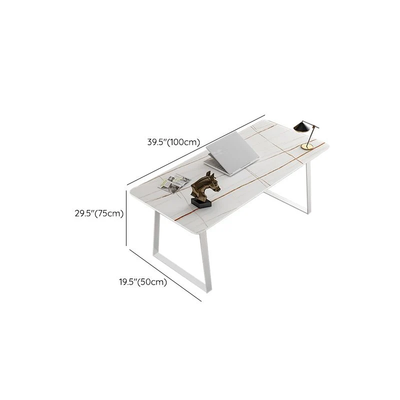 Bureau de bureau rectangulaire en pierre frittée, bureau d'écriture de Style Glam pour le bureau Clearhalo