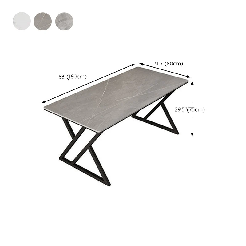 Bureau de bureau rectangulaire en pierre industrielle de 29,53 po de hauteur Clearhalo
