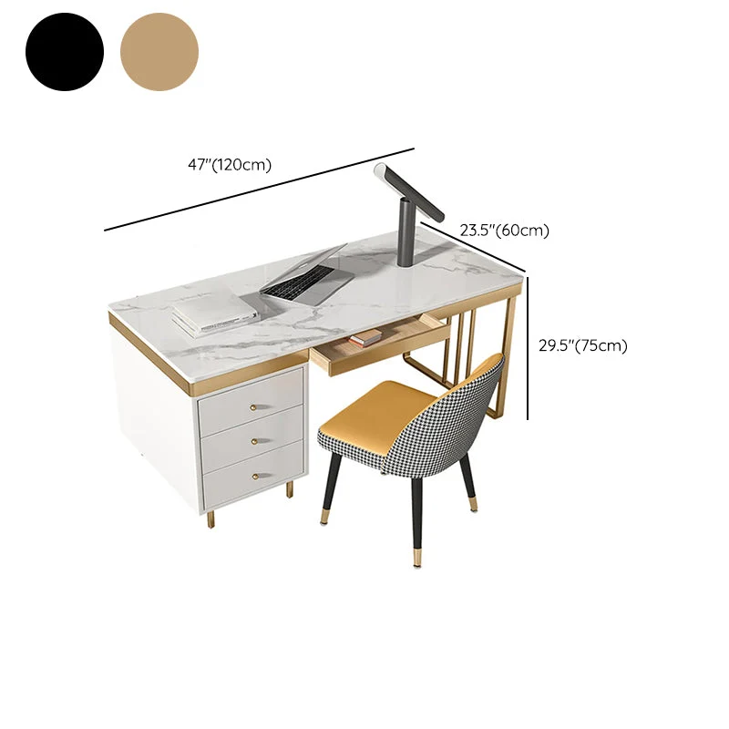 Bureau de bureau rectangulaire en pierre moderne avec tiroir pour la maison Clearhalo