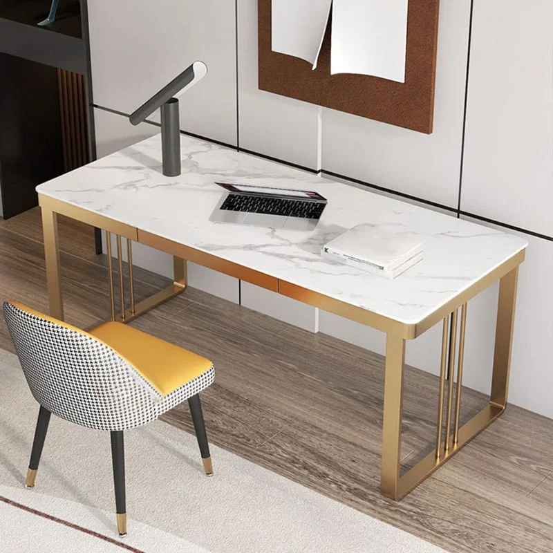 Bureau de bureau rectangulaire en pierre moderne avec tiroir pour la maison Clearhalo