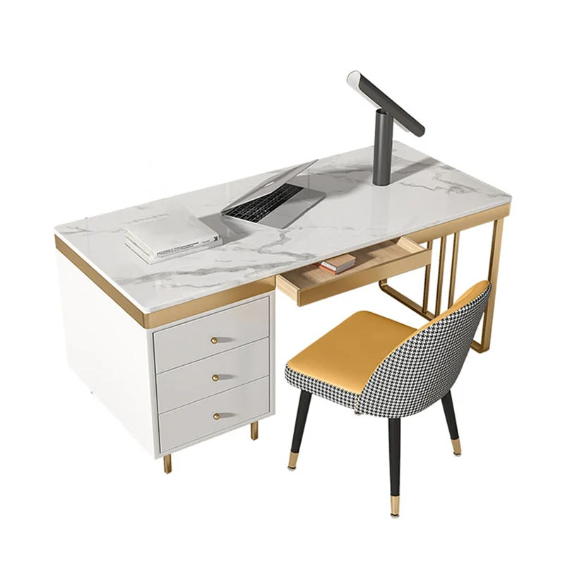 Bureau de bureau rectangulaire en pierre moderne avec tiroir pour la maison Clearhalo