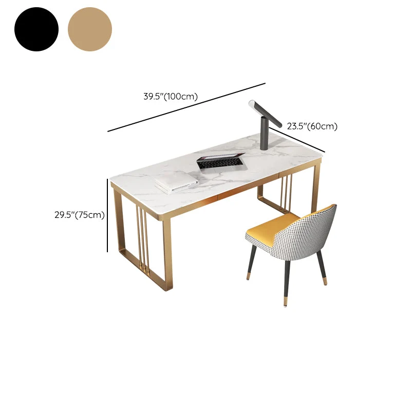 Bureau de bureau rectangulaire en pierre moderne avec tiroir pour la maison Clearhalo